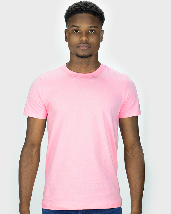 Camiseta Básica Meia Malha  Rosa