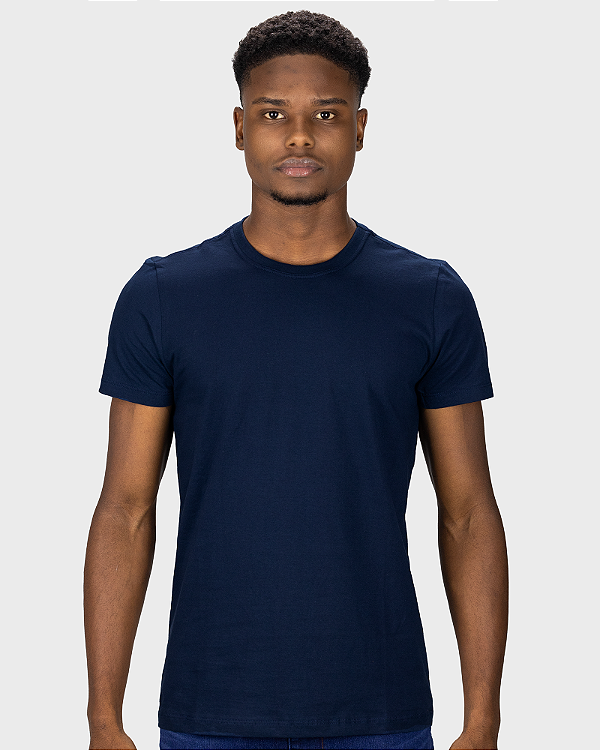 Camiseta Básica Meia Malha  Azul Marinho