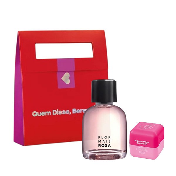 Kit Presente Flor Mais Rosa + Hidratante Labial Vinho Cereja Livre (2 itens) Quem Disse Berenice