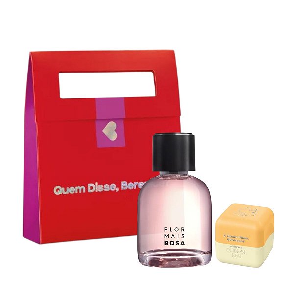 Kit Presente Flor Mais Rosa + Hidratante Labial Incolor Leite e Mel (2 itens) Quem Disse Berenice