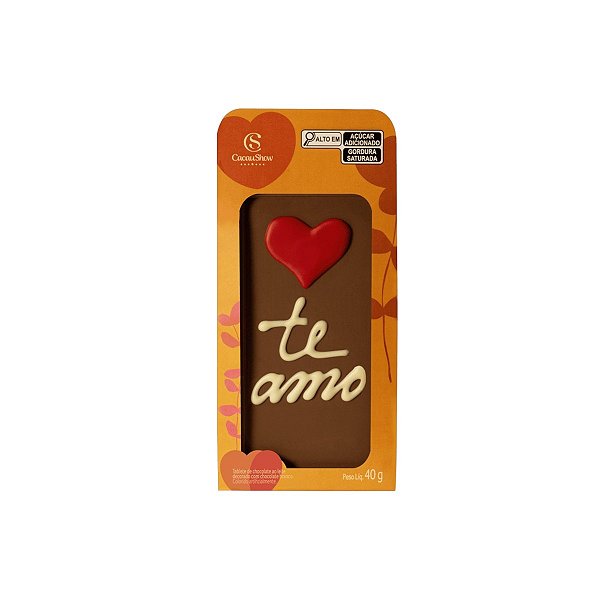 Tablete ao Leite Chocoarte Te Amo Amor 40g Cacau Show