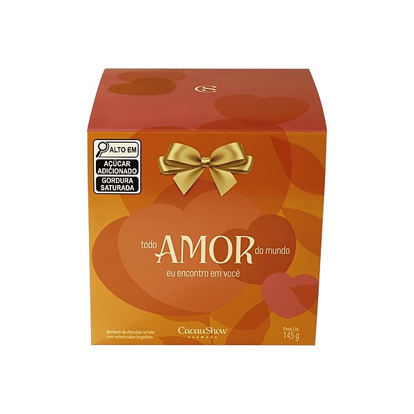Caixa de Bombons Cubo ao Leite Amor 145g Cacau Show