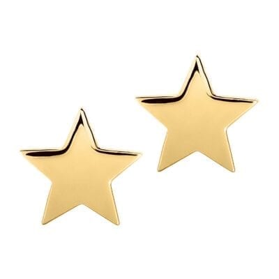 Brinco Estrela Lisa – Banhado a Ouro 18k
