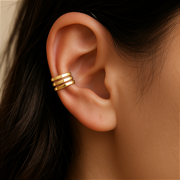 Piercing Fake Triplo - Banhado a Ouro 18k