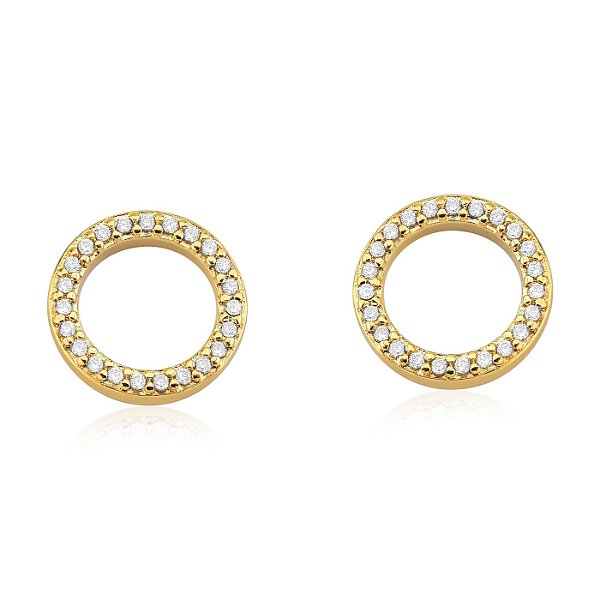 Brinco Círculo Vazado com Zircônias – Banhado a Ouro 18k
