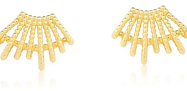 Brinco Ear Cuff Leque com Zircônias – Banhado a Ouro 18k