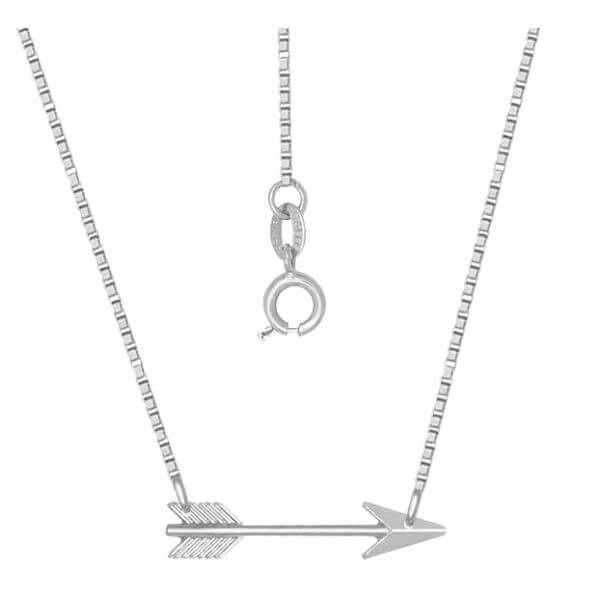 Colar Flecha - Banhado a Ródio Branco