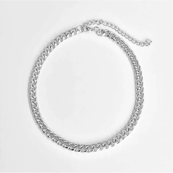 Gargantilha Grumet Feminina - Banhada a Ródio Branco