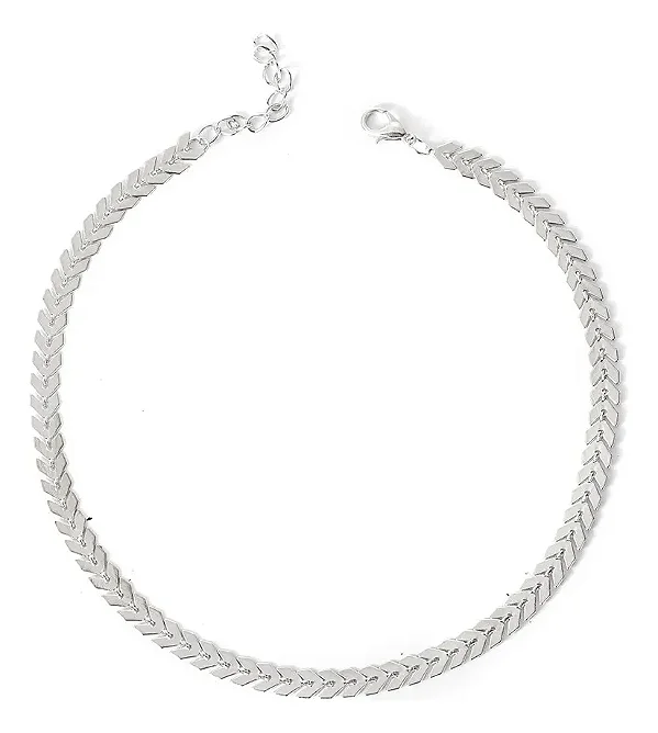 Gargantilha Escama de Peixe - Banhada a Ródio Branco