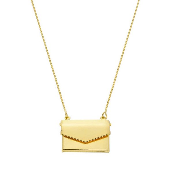 Relicário Carta - Banhado a Ouro 18K