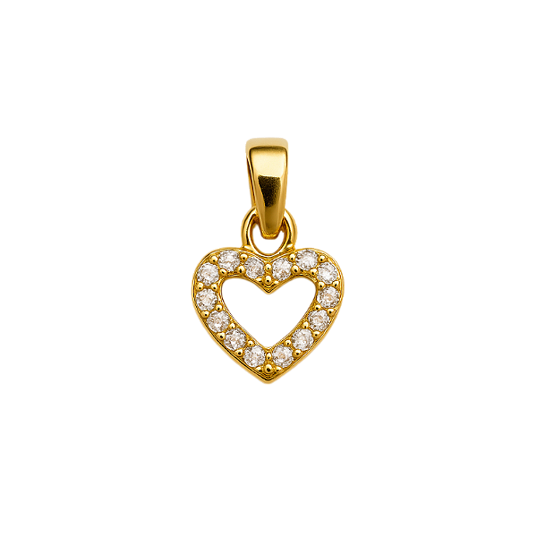 Pingente Coração Cravejado - Banhado a Ouro 18k