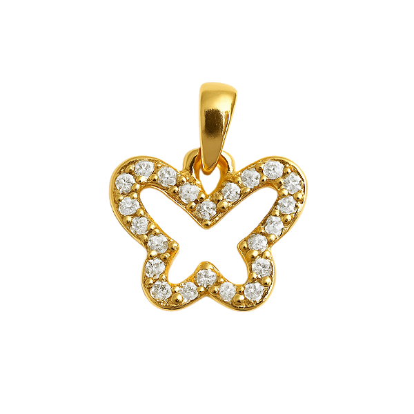 Pingente Borboleta Cravejada - Banhado a Ouro 18k