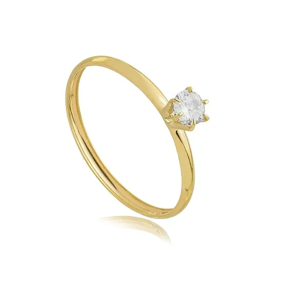 Anel Solitário Clássico – Banhado a Ouro 18k