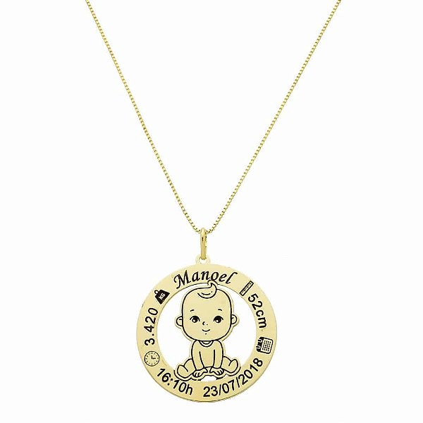 Pingente Bebê Personalizado – Banhado a Ouro 18k