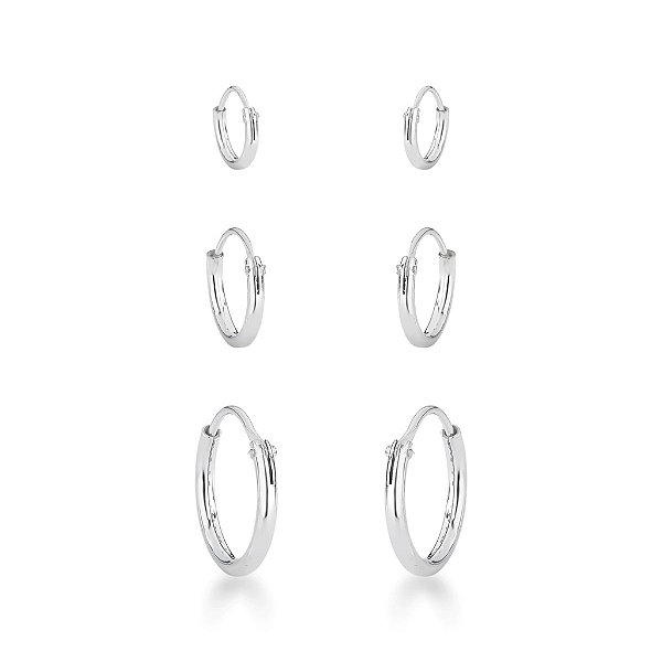 Trio Argola Rebitada Fio 1,2mm - Prata 925