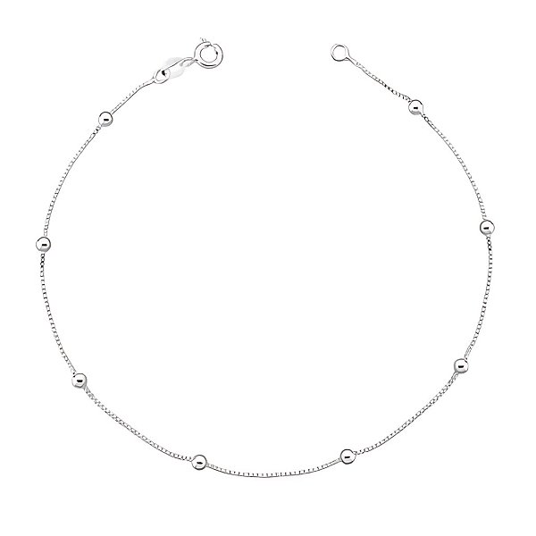 Pulseira Veneziana Diamantada com Bolinha - Prata 925