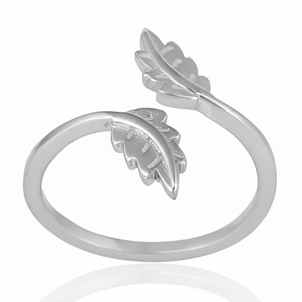 Anel Folha - Banhada a Ródio Branco
