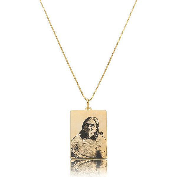 Colar Personalizado Retangular - Modelo Unissex