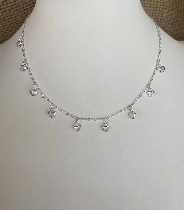 Gargantilha Coracões Lilás