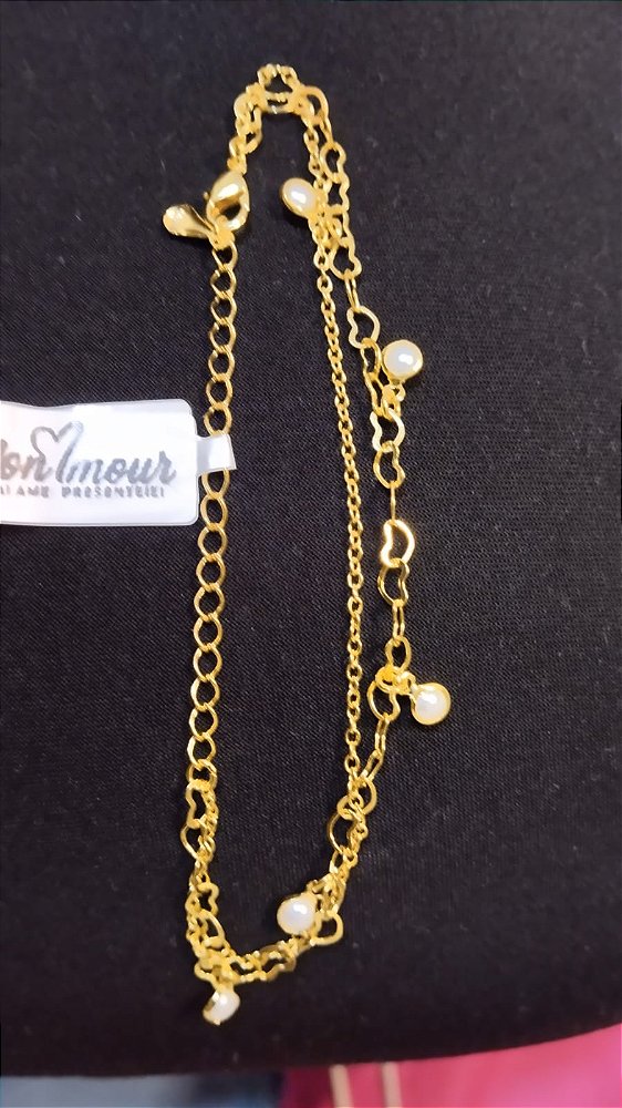 Pulseira Dupla com Corações