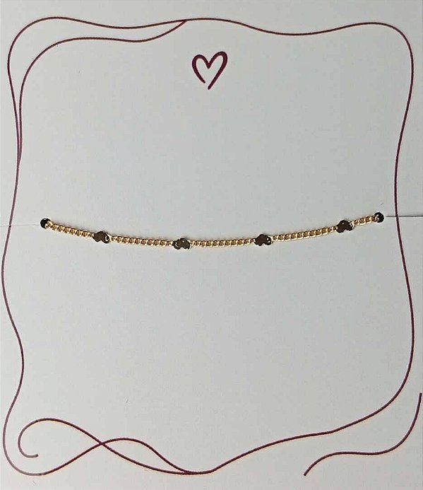 Pulseira Corrente Grumet com Mini Corações