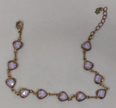 Pulseira Corações Facetados Ametista
