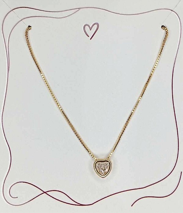 Colar Ponto de Luz Coração 45cm