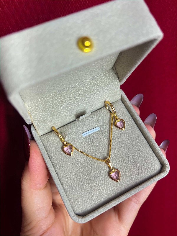 Conjunto de Coração Rosa