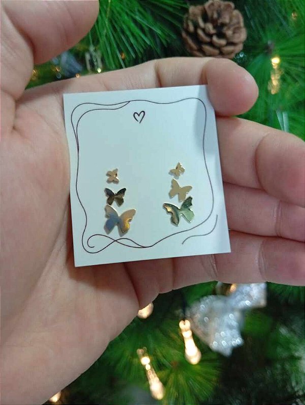 Trio de Brincos Borboleta Origami