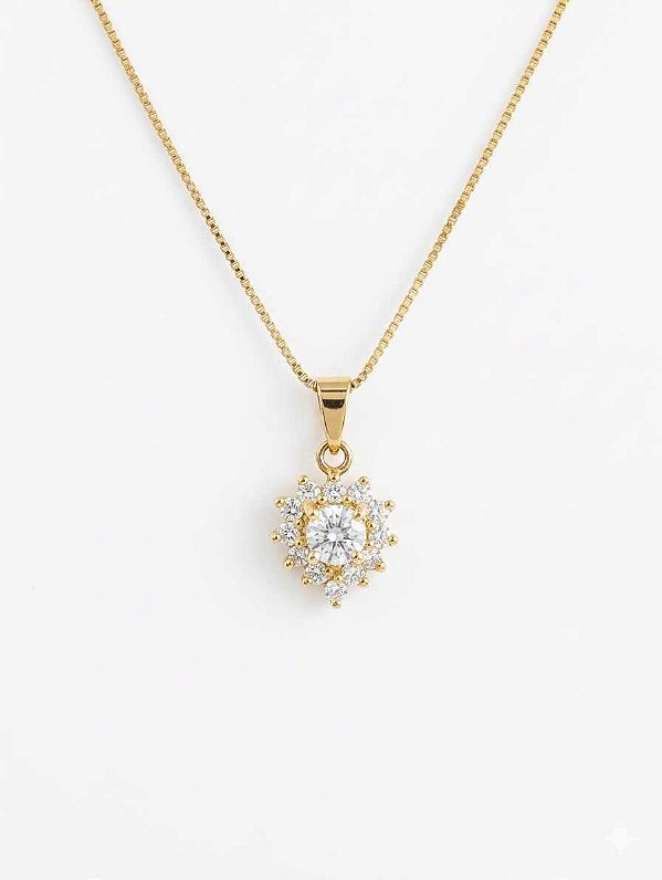 Colar com Pingente Coração Cravejado