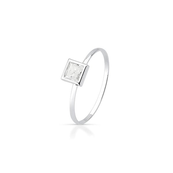 Anel Solitário Cravação Inglesa - Prata 925