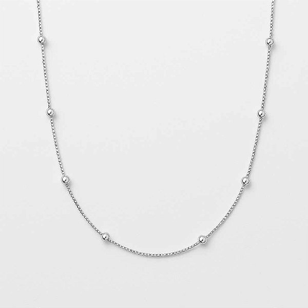 Corrente Veneziana Com Bolinhas 40Cm - Prata 925