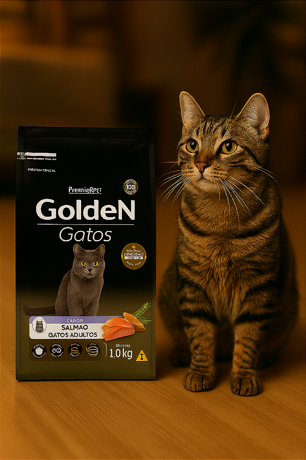 Ração Golden Gatos Adultos Salmão – 1kg