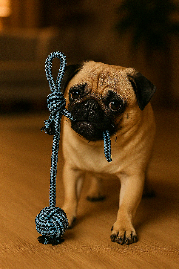 Brinquedo Interativo com Bola e Corda para Cães – 38,5cm