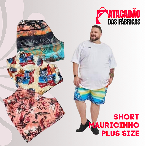 SHORT PLUS SIZE TACTEL GROSSO LISA MARCAS MASC G1, G2, G3 ( 10 UNIDADES)