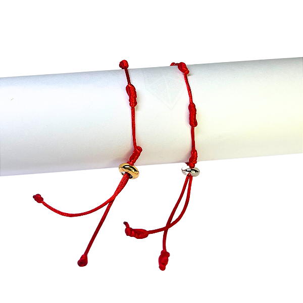 Pulseira de 7 Nós Vermelha  Fecho PRATEADO