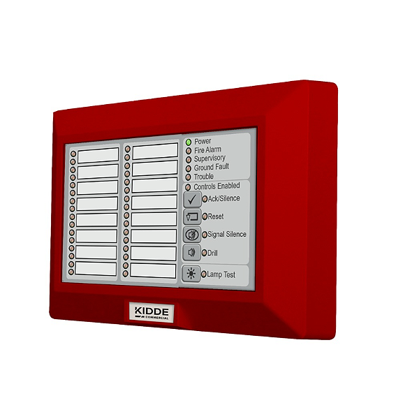 K-RLED-CR - Anunciador Remoto LED para Alarme de Incêndio com 16 Zonas e Controles (Vermelho)