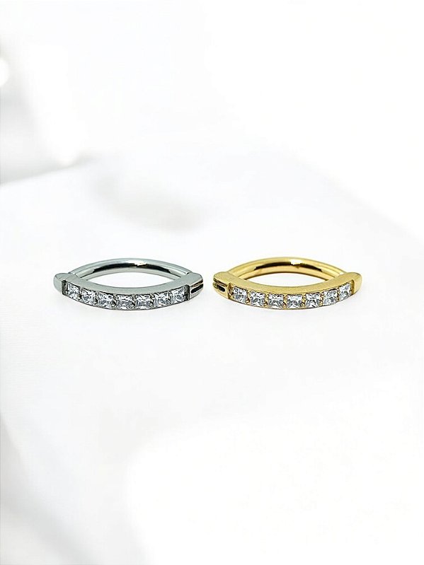 Argola Cravejada para Umbigo Titânio