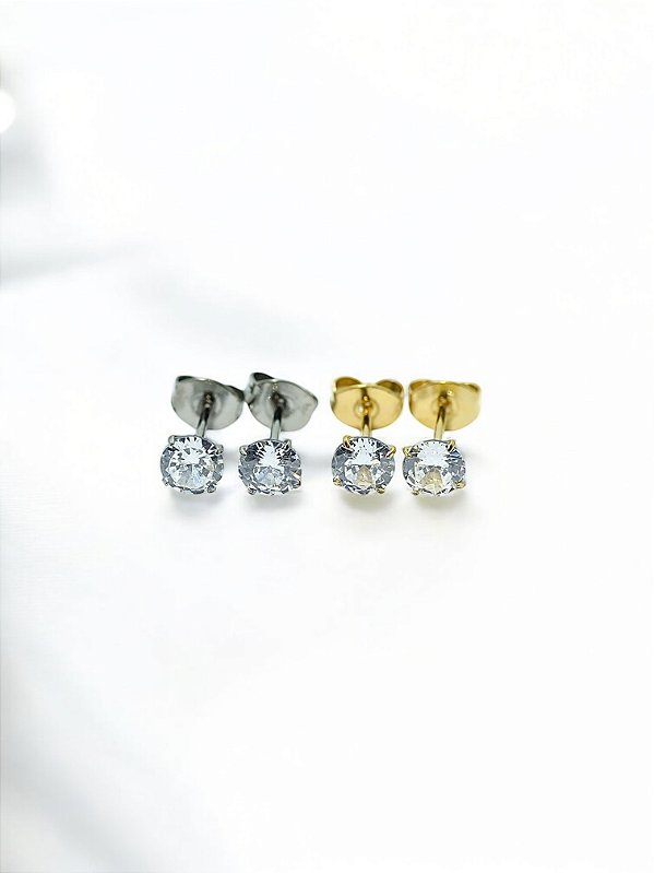 Par de Brincos com Zircônias Titânio