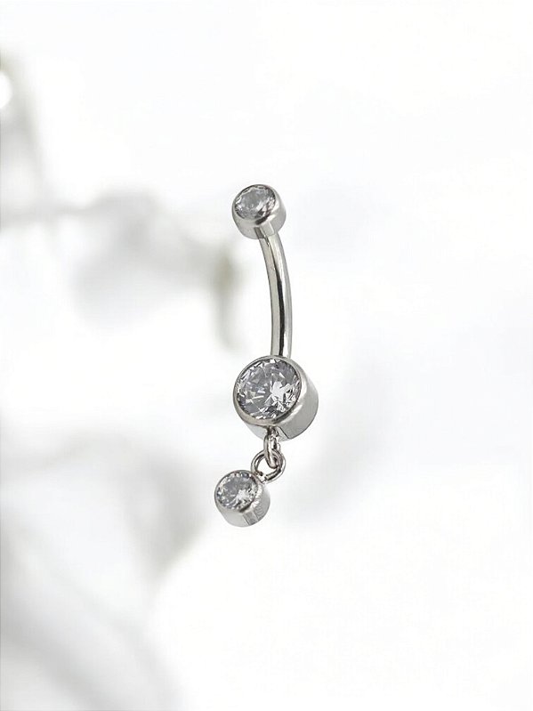 Umbigo com Pingente de Zircônia Titânio
