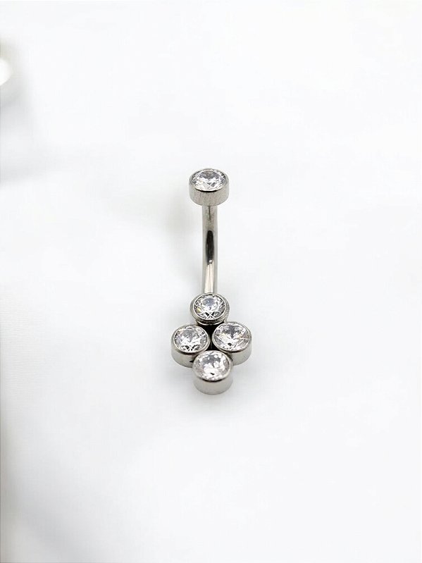 Umbigo 4 Stones Zircônias Titânio