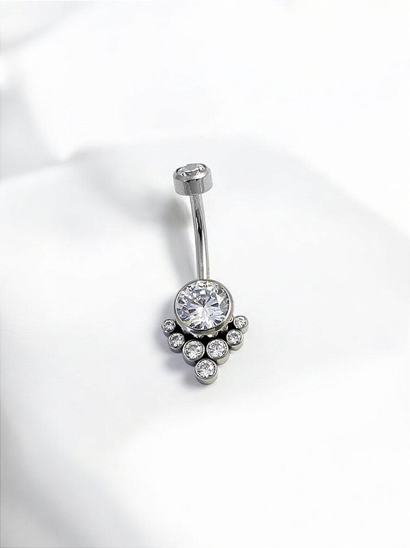 Umbigo Pedra Flat 7 Zircônias Titânio