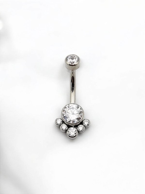 Umbigo Pedra Flat 5 Zircônias Titânio