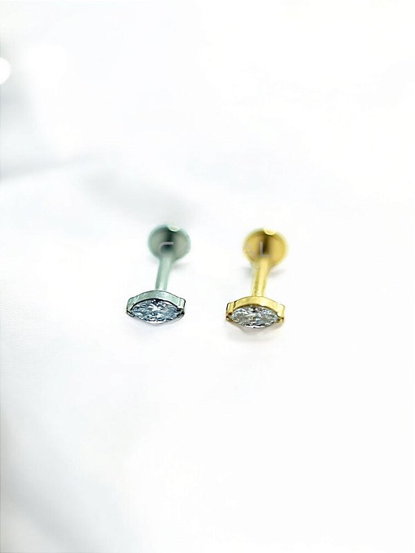 Labret Zircônia Navete Titânio