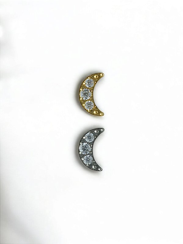 Labret Lua Cravejada Zircônias Titânio