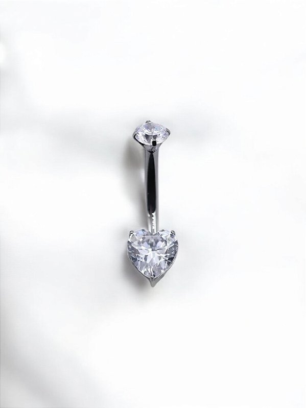 Umbigo Coração Brilhante de Zircônias Titânio
