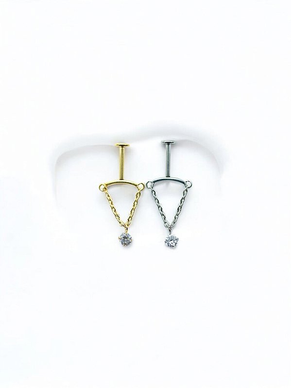 Labret com Zircônia e Corrente Titânio