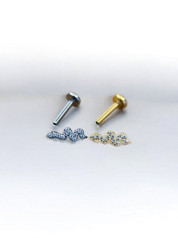 Labret Cobra Cravejado Titânio