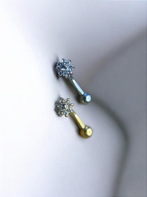 Barbell Curvo Flor Mix e Esfera Titânio