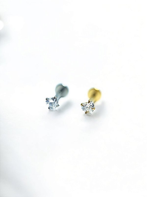 Labret Coração Zircônia Mini Titânio